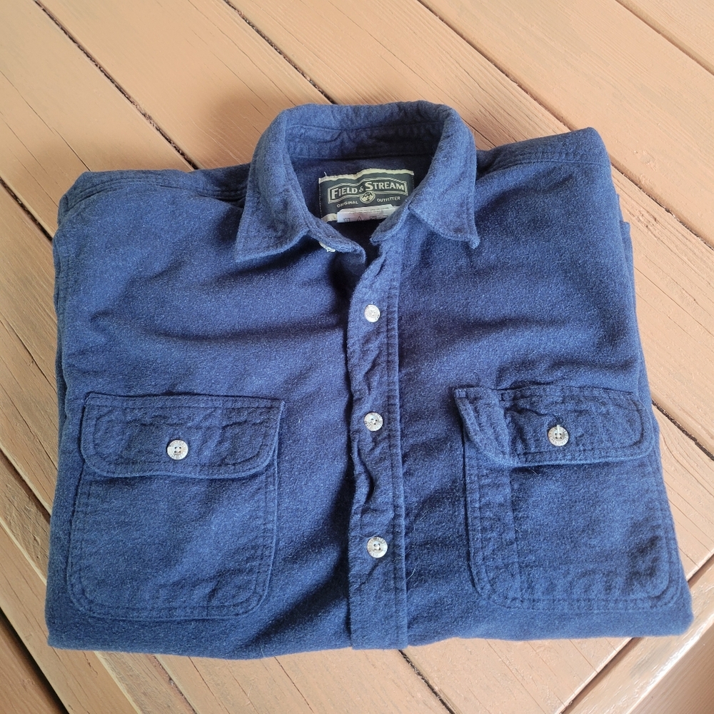 Field & Stream Men's Heavyweight Cotton Jacket Over Shirt Size XLarge Navy Blue